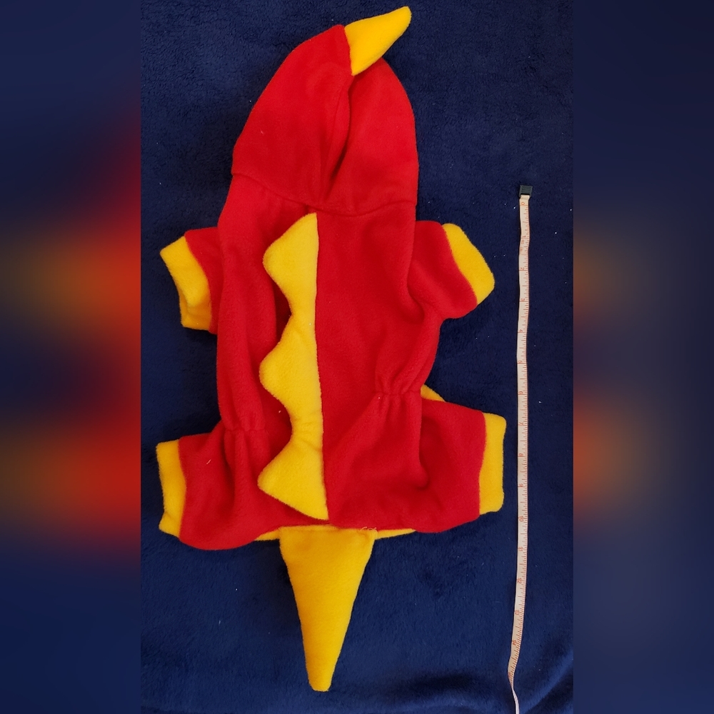 NWOT Puppy Red and Yellow Dinosaur Fleece Onesie Size S